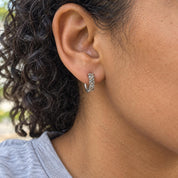 Natural Salt & Pepper Diamond Huggie Hoop Earrings, photo 5