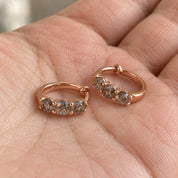 Natural Salt & Pepper Diamond Huggie Hoop Earrings, photo 8