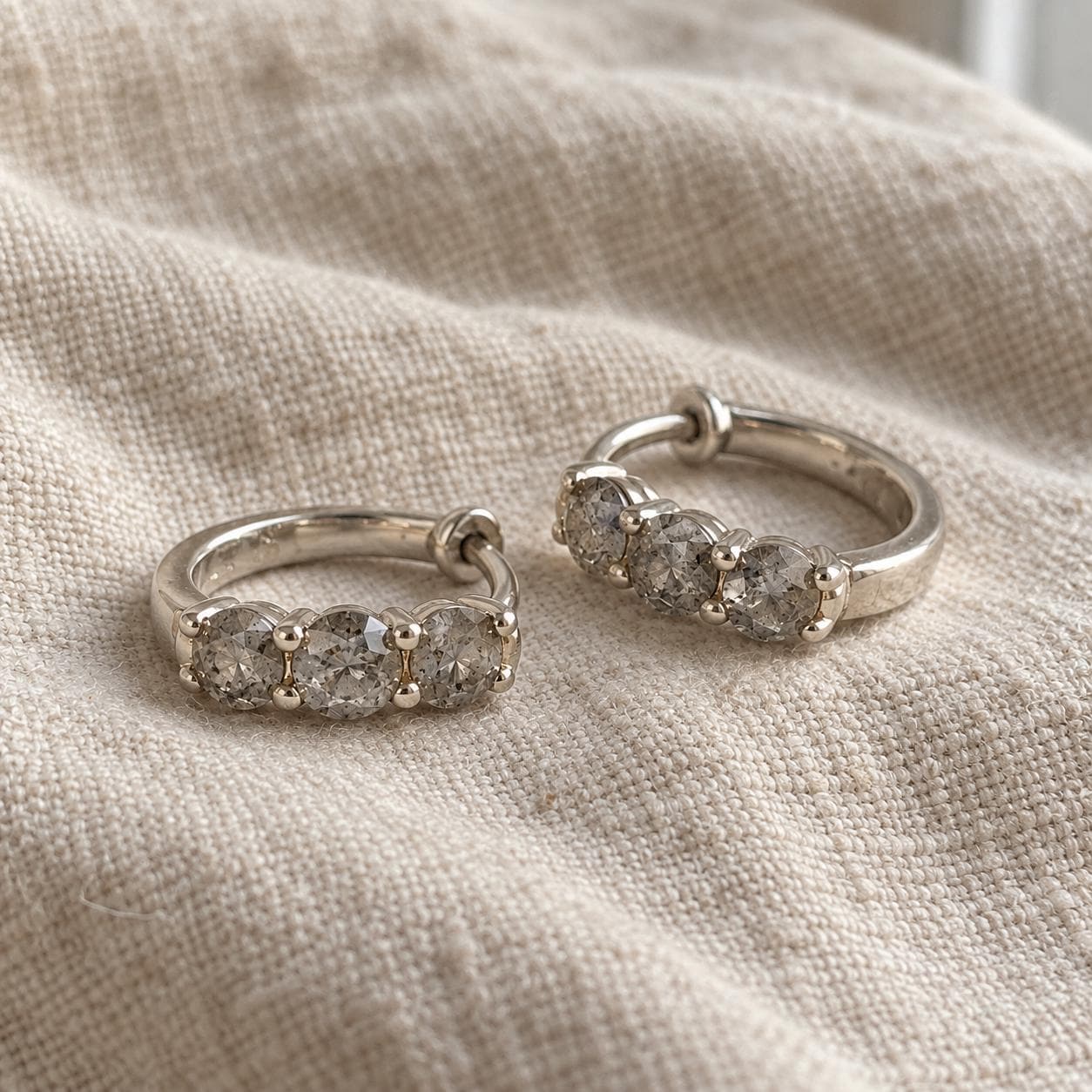 Natural Salt & Pepper Diamond Huggie Hoop Earrings, photo 9