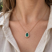 Pear Gemstone & Natural Diamond Halo Necklace, photo 6