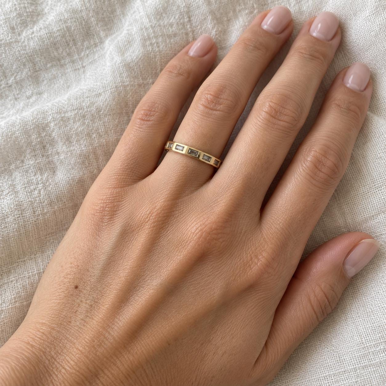 Flush-Set Salt & Pepper Baguette Diamond Eternity Band, photo 1