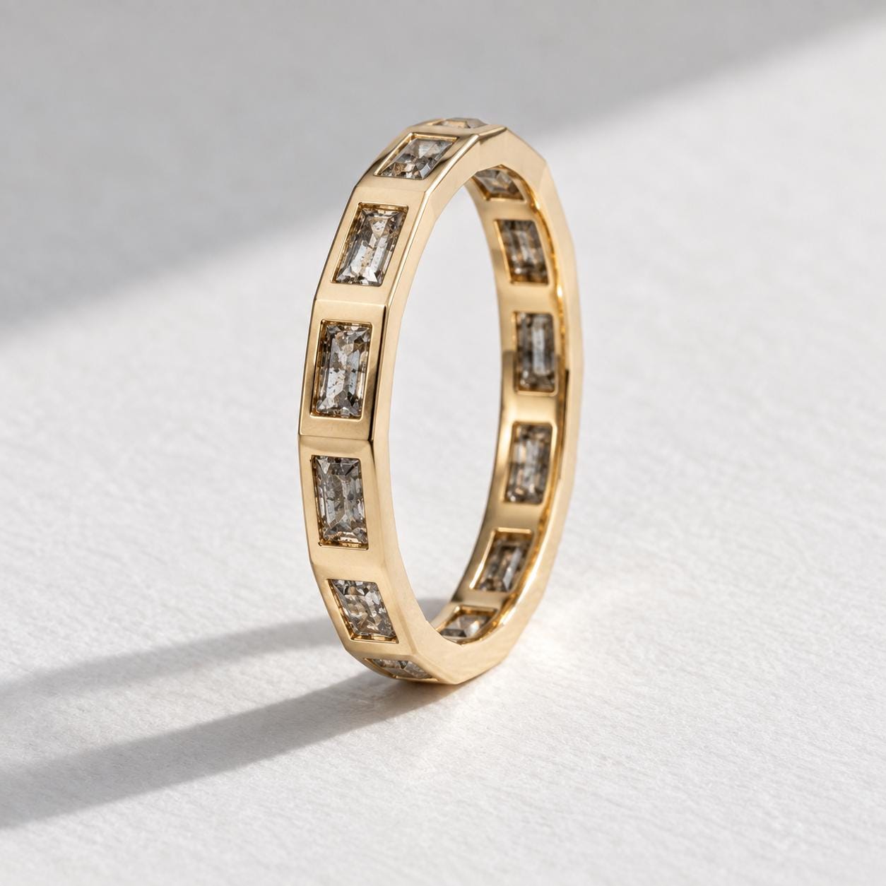 Flush-Set Salt & Pepper Baguette Diamond Eternity Band, photo 7