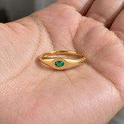 Oval Ruby, Sapphire or Emerald Flush-Set Gold Ring, photo 1