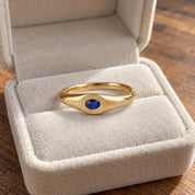 Oval Ruby, Sapphire or Emerald Flush-Set Gold Ring, photo 7
