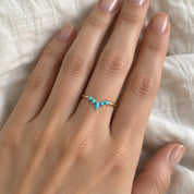 Marquise turquoise chevron wedding band, product photo 3