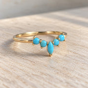 Marquise turquoise chevron wedding band, product photo 5