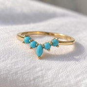 Marquise turquoise chevron wedding band, product photo 6