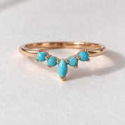 Marquise turquoise chevron wedding band, product photo 7