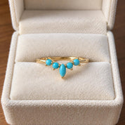 Marquise turquoise chevron wedding band, product photo 8