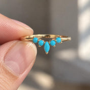 Marquise turquoise chevron wedding band, product photo 9