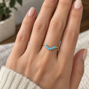 Six-stone turquoise curved wedding band, photo 2