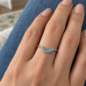 Six-stone turquoise curved wedding band, photo 3