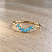 Six-stone turquoise curved wedding band, photo 4