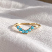 Six-stone turquoise curved wedding band, photo 5