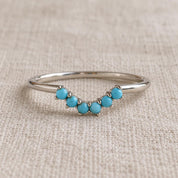 Six-stone turquoise curved wedding band, photo 6