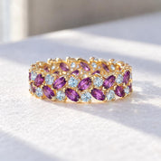 Aquamarine & Amethyst Double-Row Eternity Band, photo 1