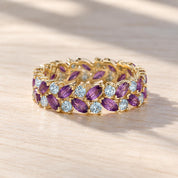 Aquamarine & Amethyst Double-Row Eternity Band, photo 2