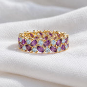 Aquamarine & Amethyst Double-Row Eternity Band, photo 3