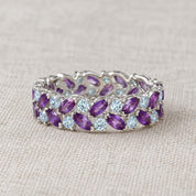 Aquamarine & Amethyst Double-Row Eternity Band, photo 4