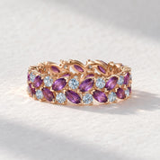 Aquamarine & Amethyst Double-Row Eternity Band, photo 5