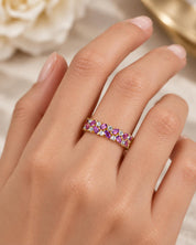 Aquamarine & Amethyst Double-Row Eternity Band, photo 8