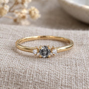 Petite Three-Stone Salt & Pepper Diamond Engagement Ring, photo 2