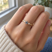 Petite Three-Stone Salt & Pepper Diamond Engagement Ring, photo 4
