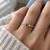 Petite Three-Stone Salt & Pepper Diamond Engagement Ring, photo 5