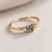 Petite Three-Stone Salt & Pepper Diamond Engagement Ring, photo 6