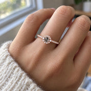 Petite salt and pepper diamond halo ring, photo 1