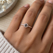Petite salt and pepper diamond halo ring, photo 3