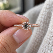 Petite salt and pepper diamond halo ring, photo 8