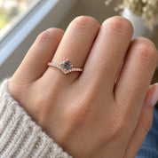 Salt and pepper diamond chevron pavé ring, photo 2