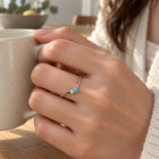 Turquoise diamond and sapphire chevron ring, photo 3