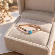 Turquoise diamond and sapphire chevron ring, photo 9
