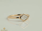 Hexagon Diamond Stacking Ring | Gold Diamond Ring | Geometric Dainty Ring -