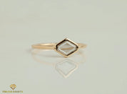 Hexagon Diamond Stacking Ring | Gold Diamond Ring | Geometric Dainty Ring -