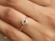 Hexagon Diamond Stacking Ring | Gold Diamond Ring | Geometric Dainty Ring -