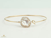 Baroque Pearl Cuff Bangle | Adjustable Yellow Rose White Gold Bracelet | Gift for Her -