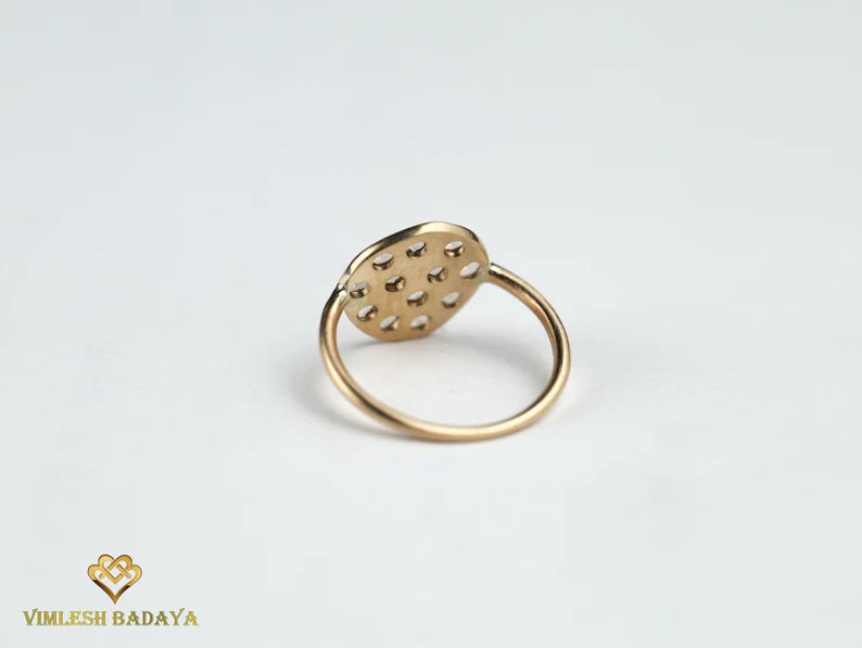 Sliced Diamond Signet Ring | Gold Minimalist Diamond Ring | Dainty Signet Ring -