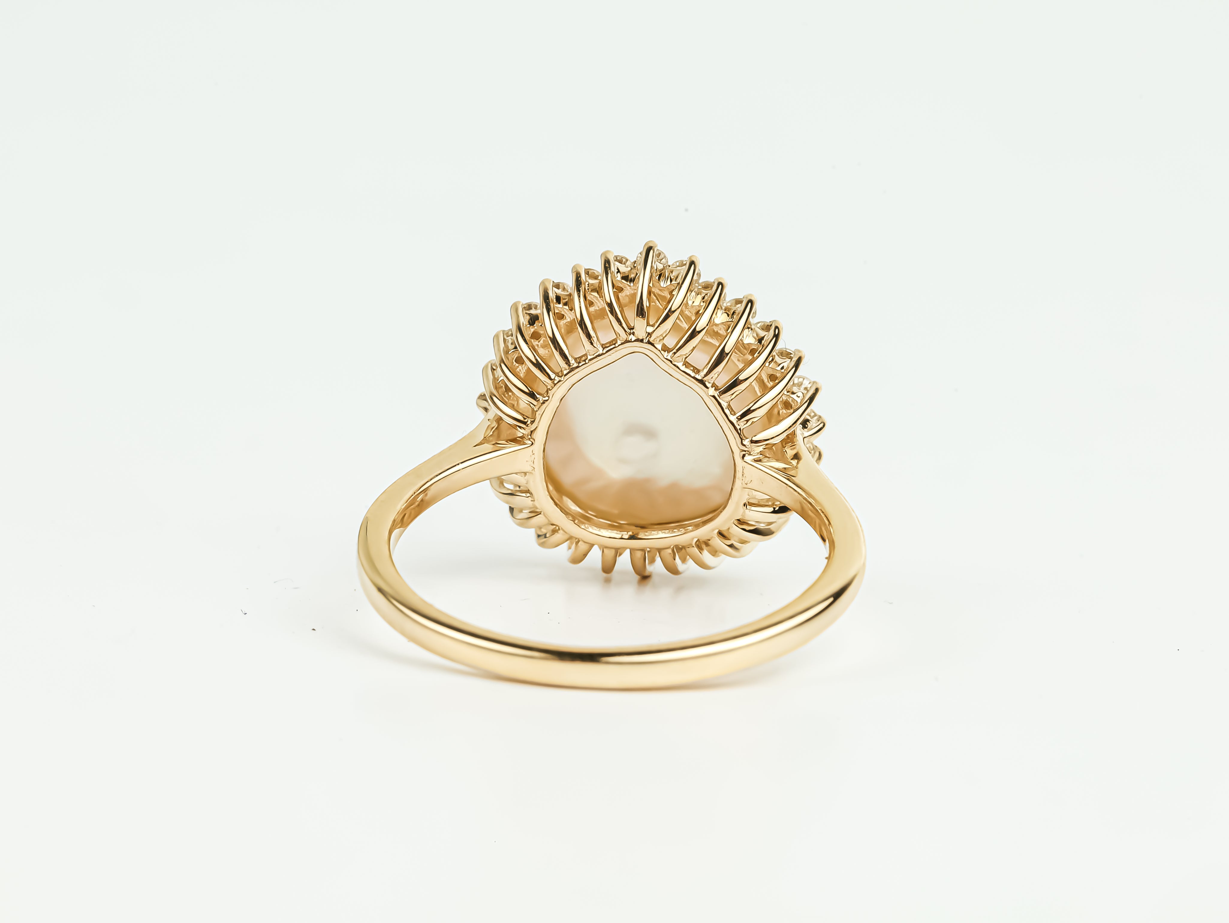Baroque Pearl Diamond Halo Ring -
