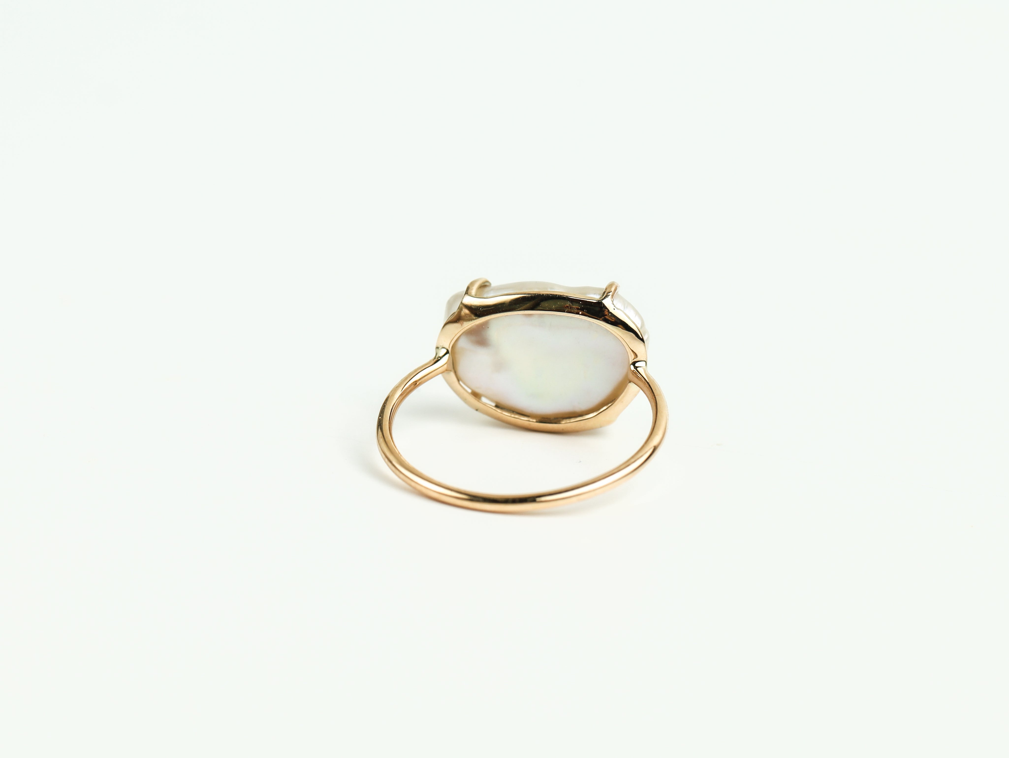 Baroque Pearl Ring with Gold Nuggets -