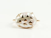 Baroque Pearl Ring with Gold Nuggets -