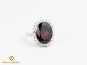 10 CT Oval Red Garnet and Diamond Halo Engagement Ring -