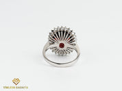 10 CT Oval Red Garnet and Diamond Halo Engagement Ring -