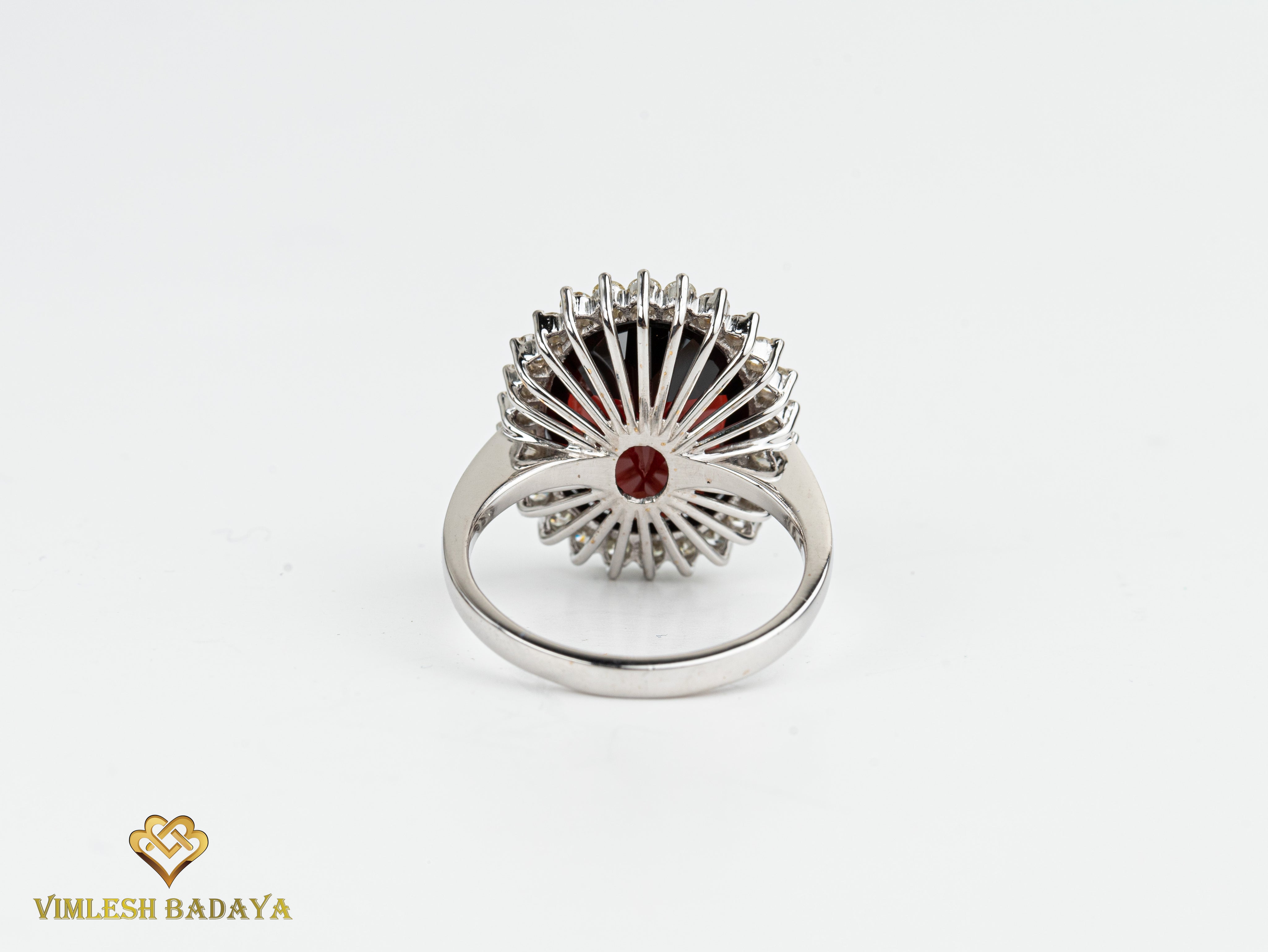 10 CT Oval Red Garnet and Diamond Halo Engagement Ring -