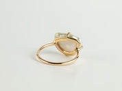 Baroque Pearl and Emerald Ring | Solid Gold Pearl Ring | Unique Gift for Her -
