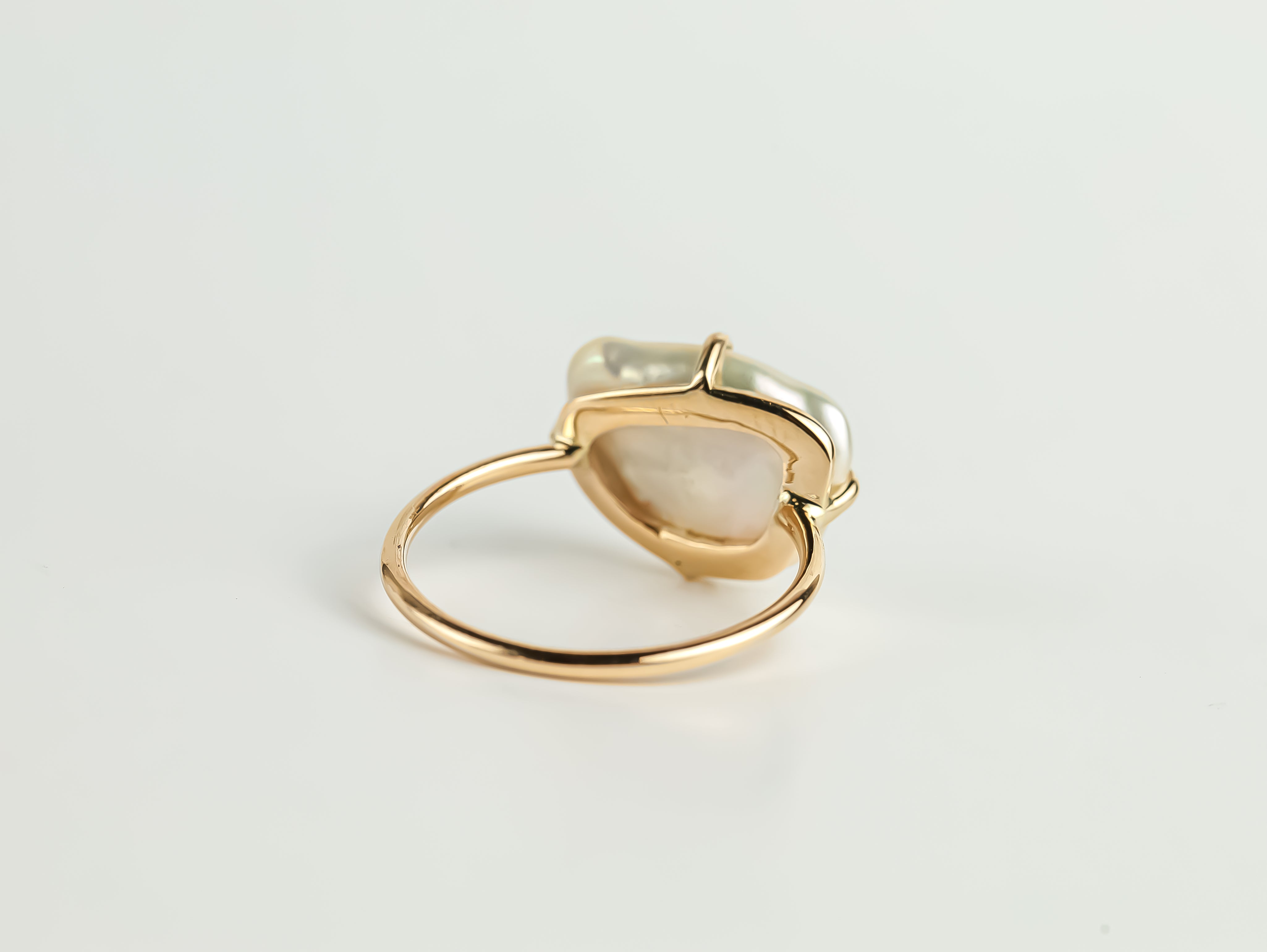 Baroque Pearl and Emerald Ring | Solid Gold Pearl Ring | Unique Gift for Her -