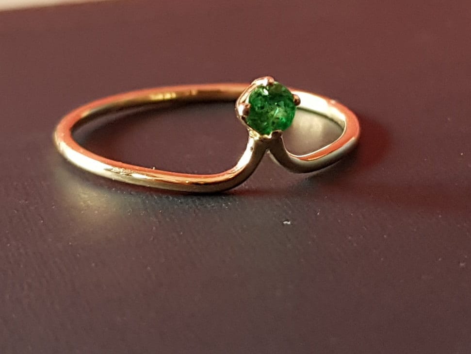 Natural Emerald Ring | Emerald Stacking Ring | Gold Emerald Ring | Minimalist Silver Emerald Ring -