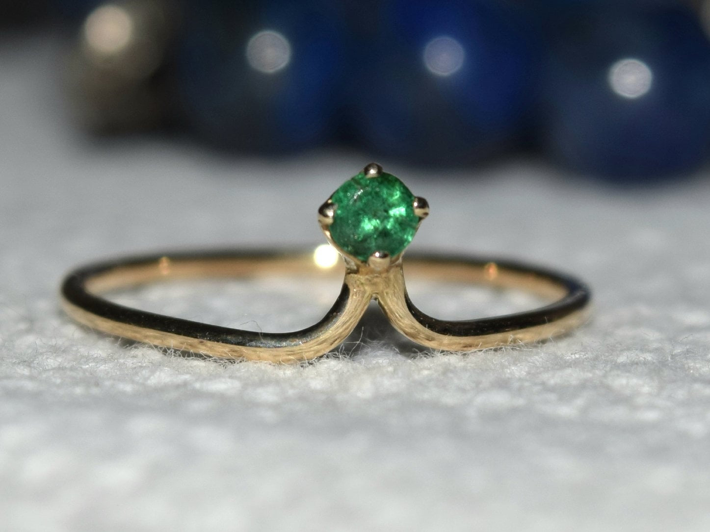 Natural Emerald Ring | Emerald Stacking Ring | Gold Emerald Ring | Minimalist Silver Emerald Ring -